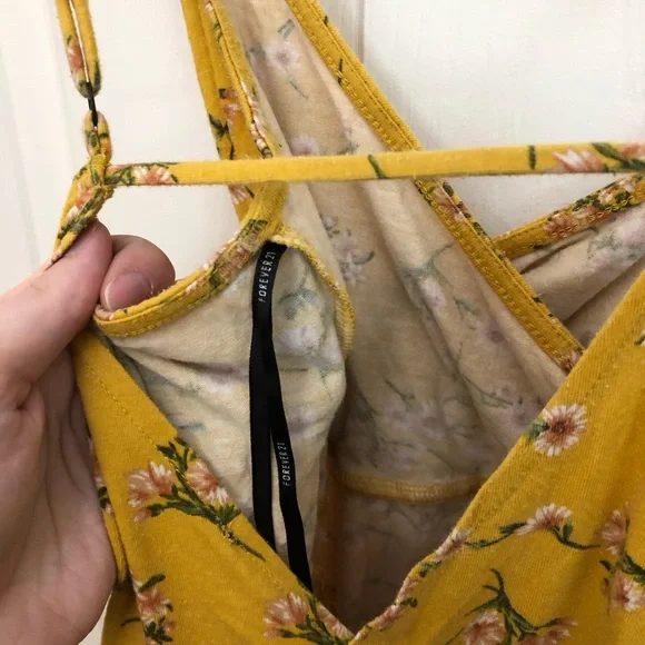 Forever 21 Floral Yellow Spaghetti Strap Mini Sundress in Small/Medium - Picture 7 of 8